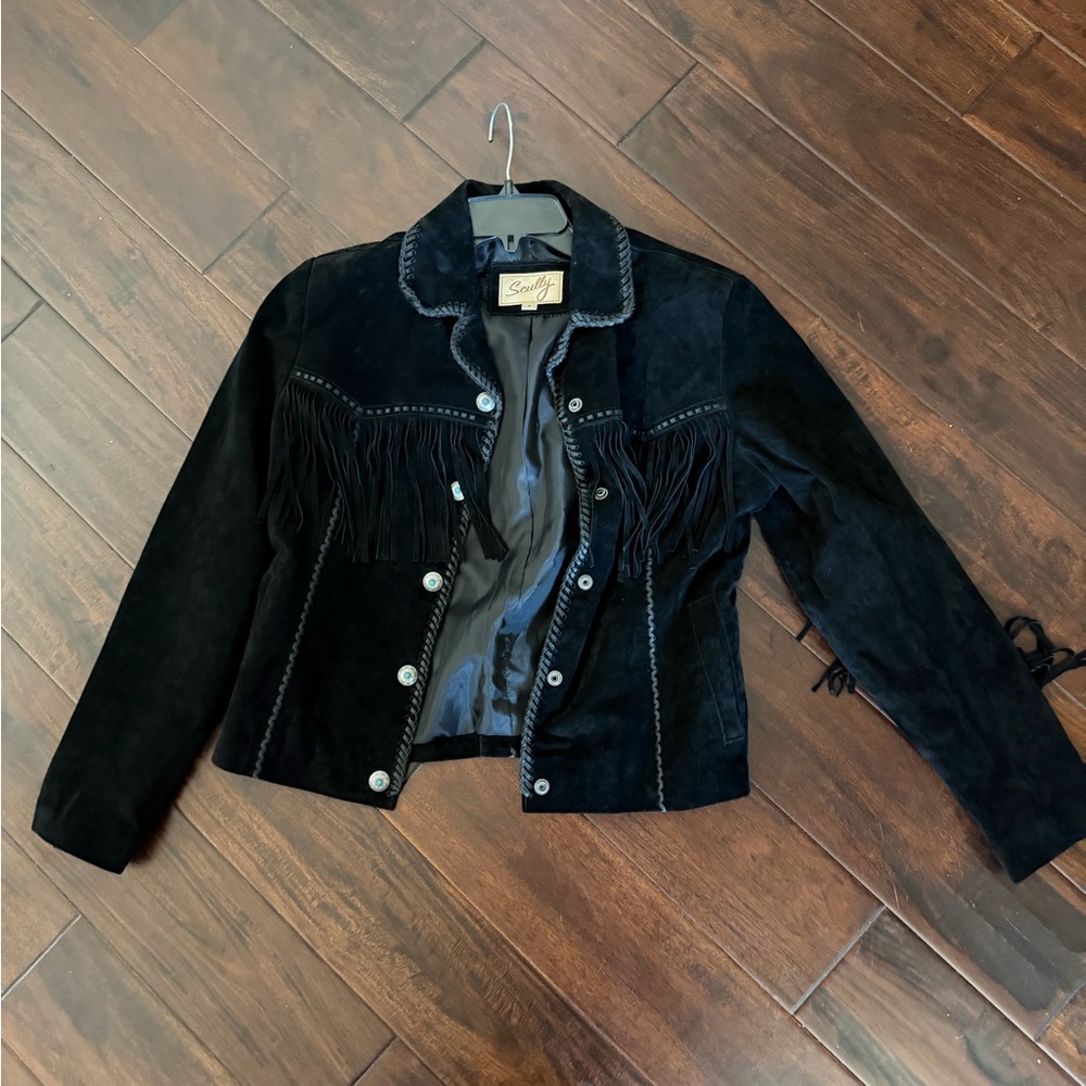 Scully Black Suede Fringe Leather Jacket